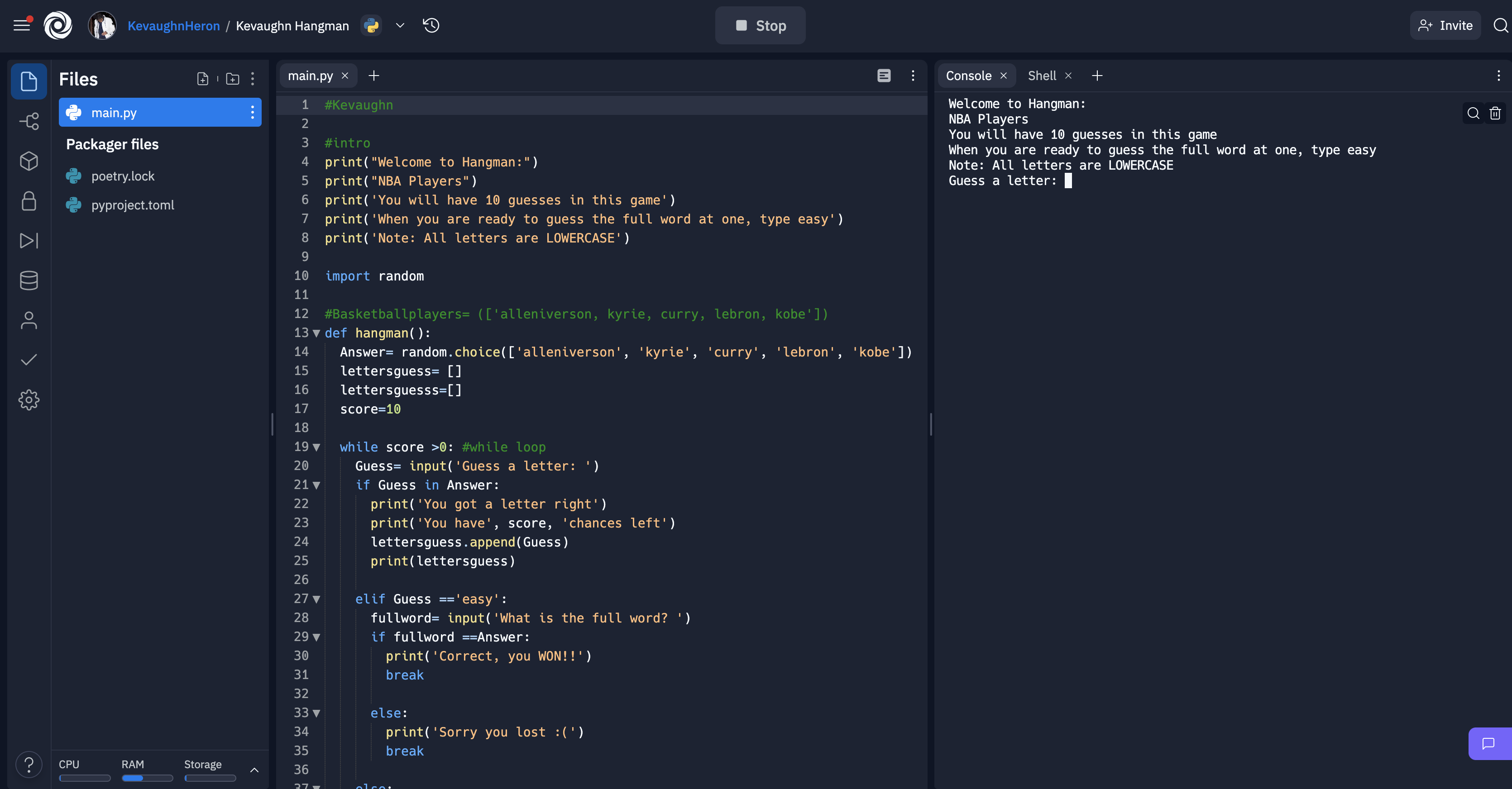 Hangman Game Project